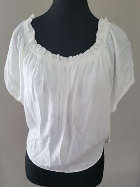 White Peasant Blouse - Women's Lightweight Top